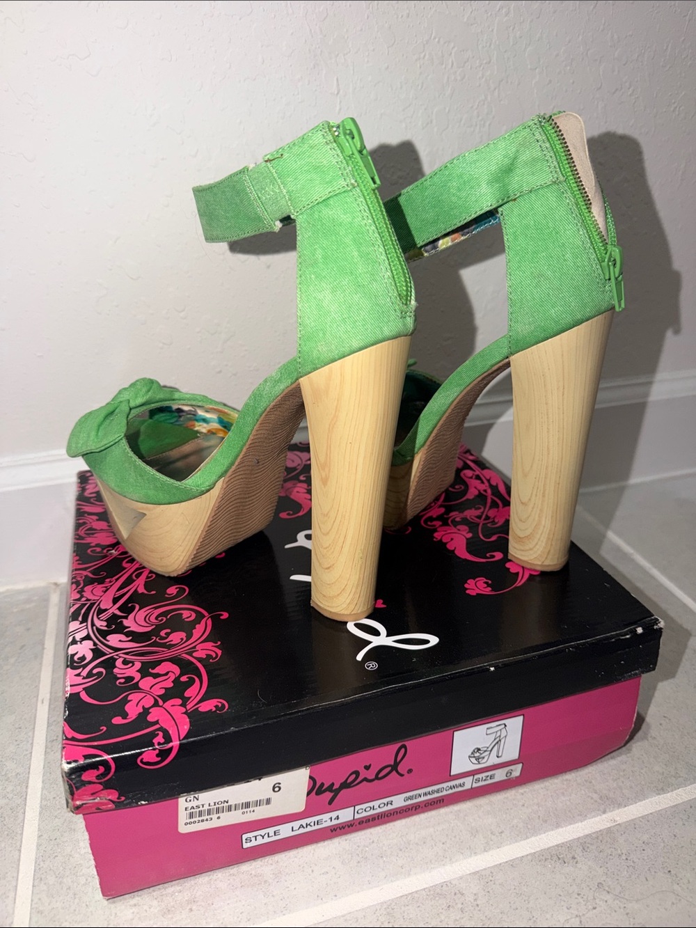 Cupid Lime Green Platform Ankle Strap Heels